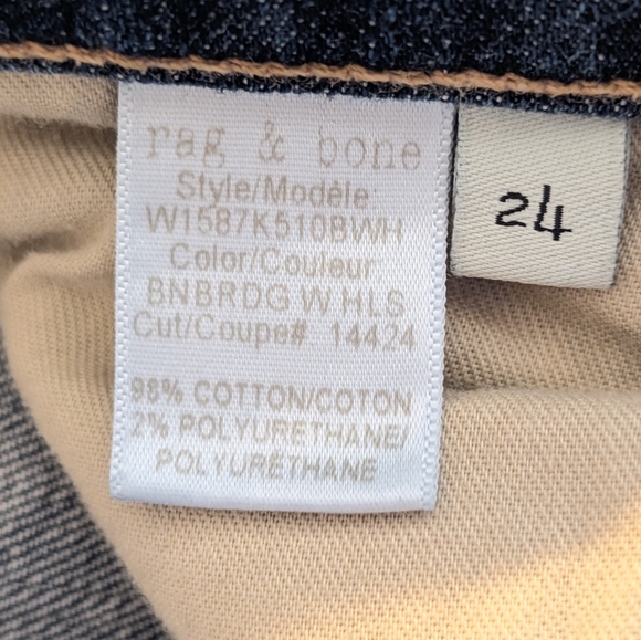 LIKE NEW Rag & Bone 10 In. Dre Destroyed Released Hem Skinny Jeans, size 24x30 - Picture 8 of 16